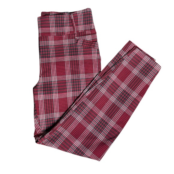 SOHO Red Black Plaid Pull On Pants - Picture 1 of 8
